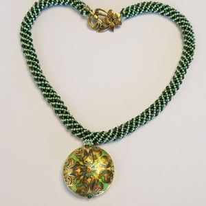 Chinese Cloisonne Puffy Pendant Necklace